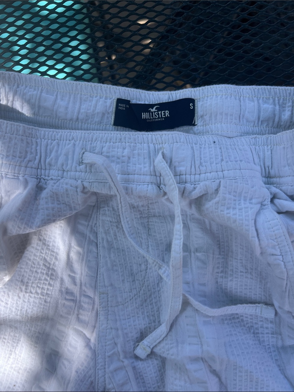 Hollister White Seersucker Drawstring Men’s Shorts